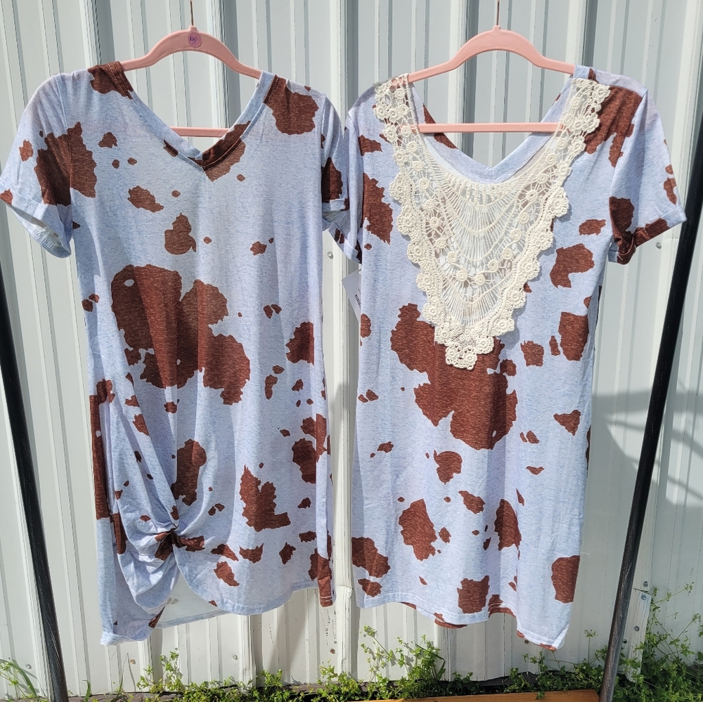 Cow Print Open Back Dress